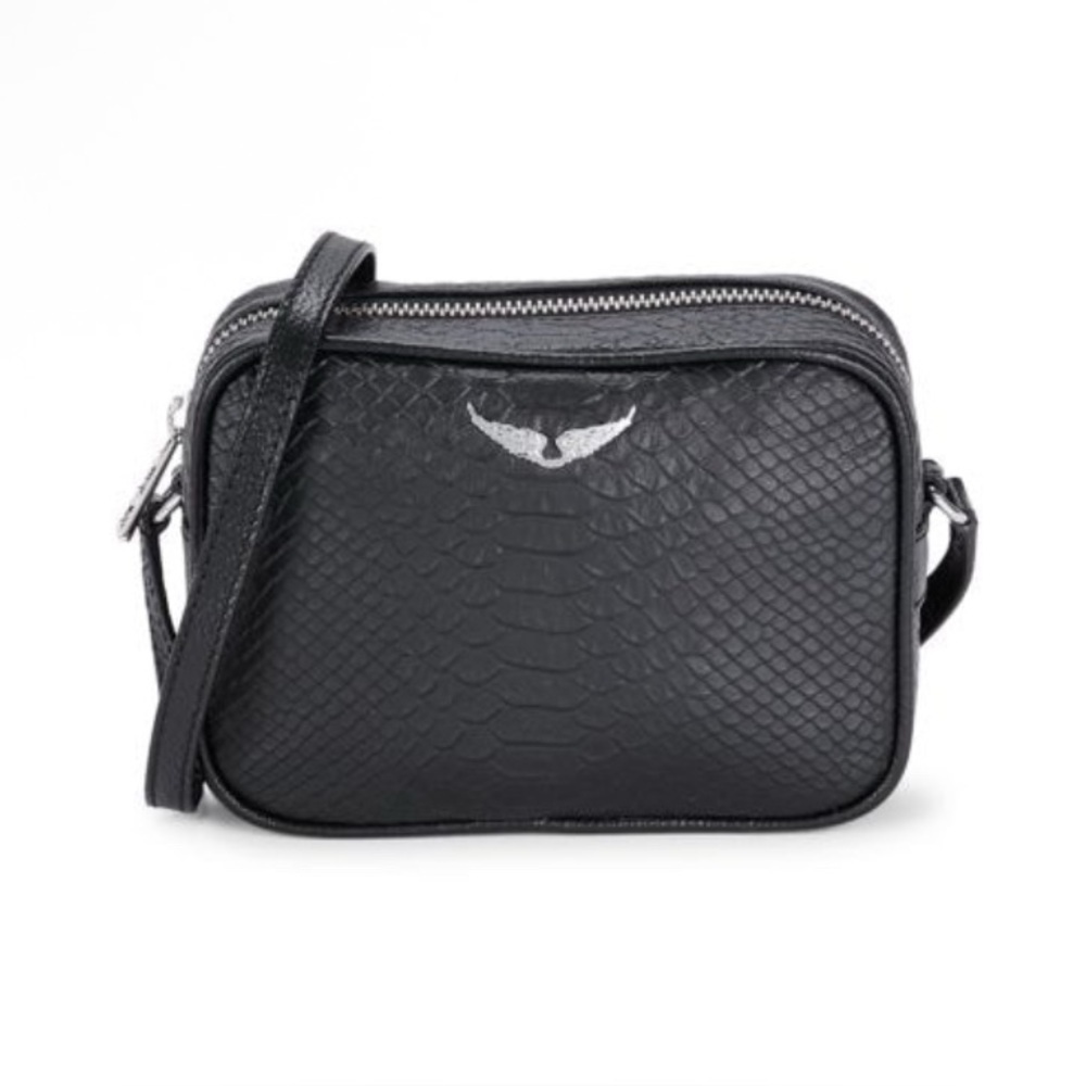 ZADIG & VOLTAIRE
XS Lizard Embossed Leather Camera Shoulder Bag.